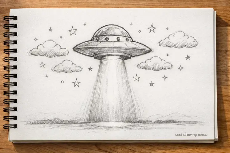 tiny ufo spaceship drawing cool drawing ideas alien doodle sketch