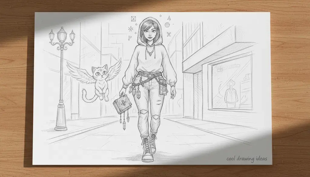 urban witch drawing cool drawing ideas modern magic character sketch