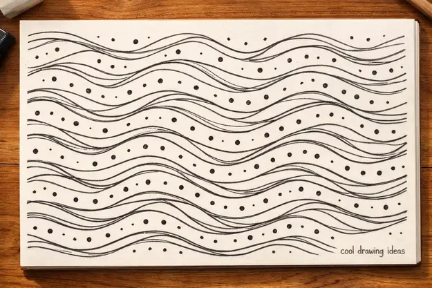 wave and dot pattern drawing cool drawing ideas flowing doodle sketch