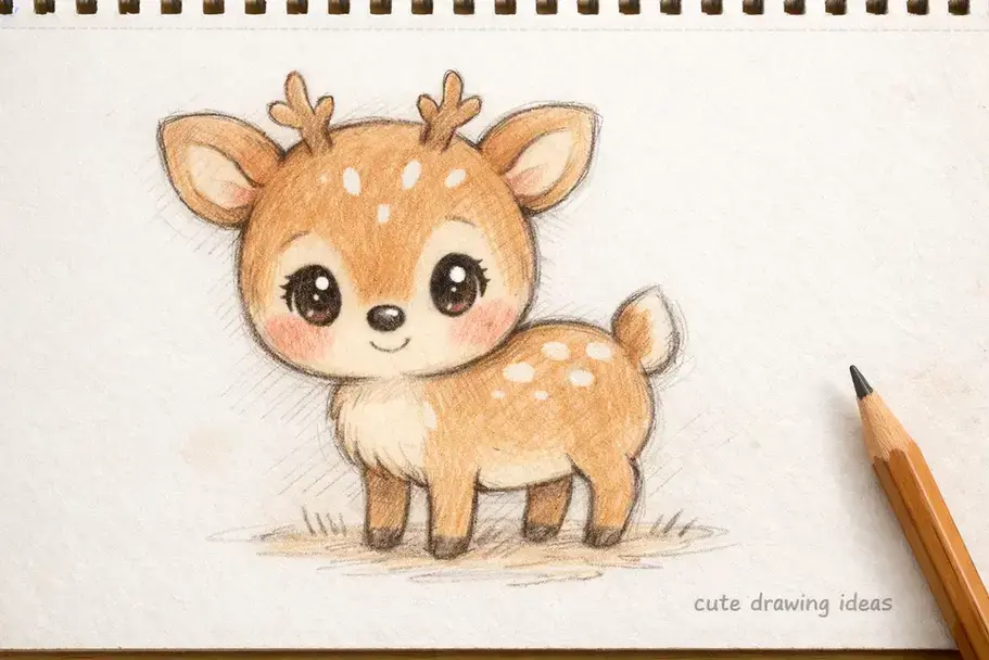 cute drawing ideas baby deer easy beginner animal drawing
