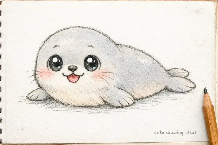 cute drawing ideas baby seal beginner animal doodle drawing