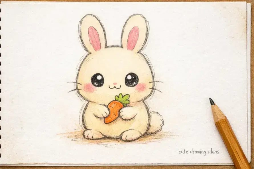 cute drawing ideas bunny with carrot easy doodle drawing