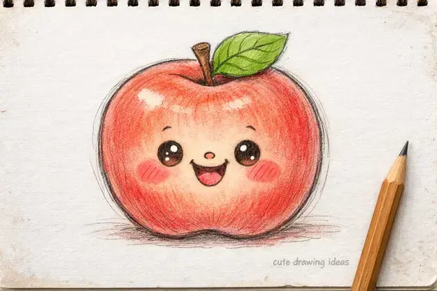 cute drawing ideas cute apple beginner fruit doodle drawing