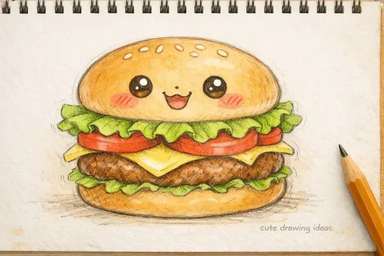 cute drawing ideas cute burger easy food doodle drawing