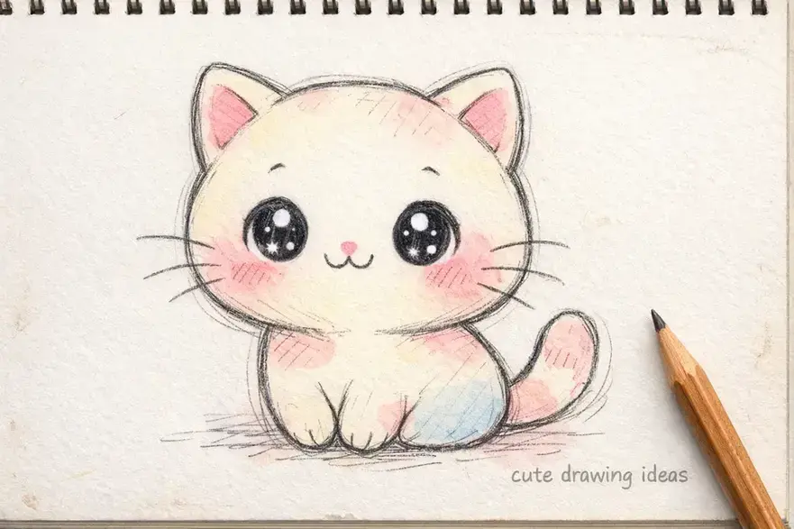 cute drawing ideas cute cat simple beginner doodle