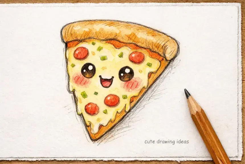 cute drawing ideas cute pizza slice simple doodle