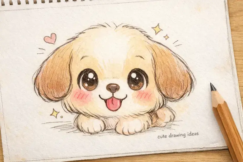 cute drawing ideas cute puppy easy beginner doodle