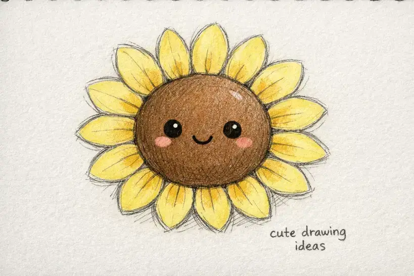cute drawing ideas cute sunflower beginner flower doodle