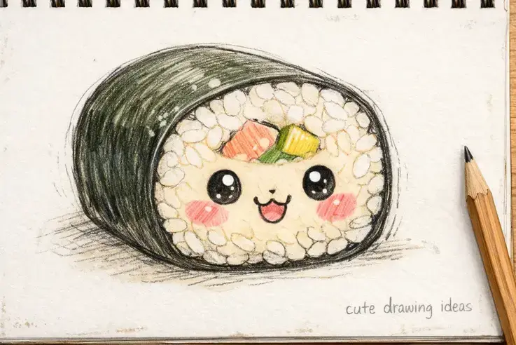 cute drawing ideas cute sushi roll easy food doodle