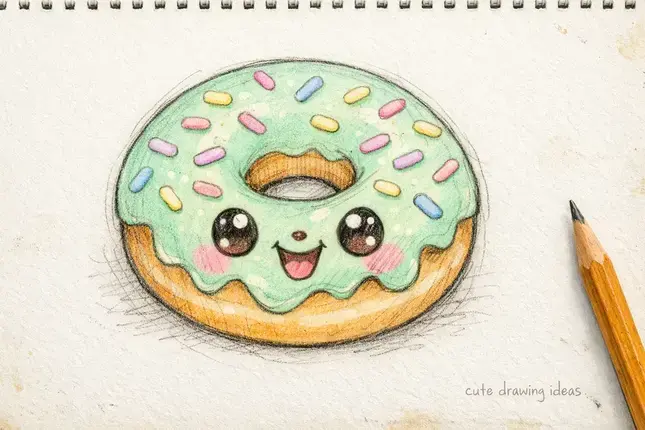 cute drawing ideas donut with sprinkles easy food doodle