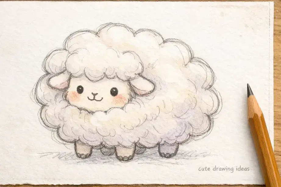 cute drawing ideas fluffy sheep beginner doodle animal drawing