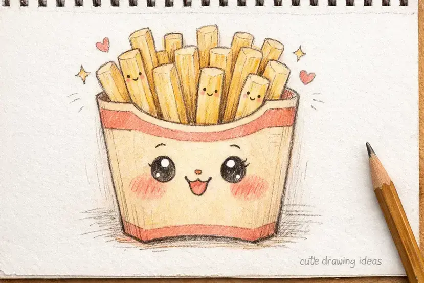 cute drawing ideas french fries character doodle drawing