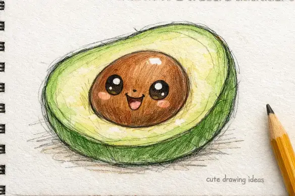cute drawing ideas happy avocado simple doodle drawing