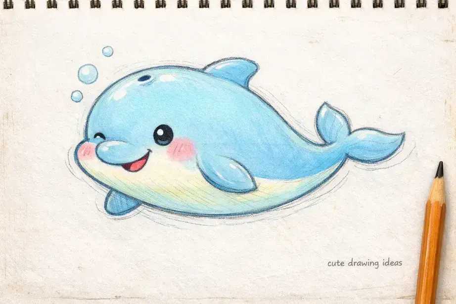 cute drawing ideas happy dolphin simple doodle drawing