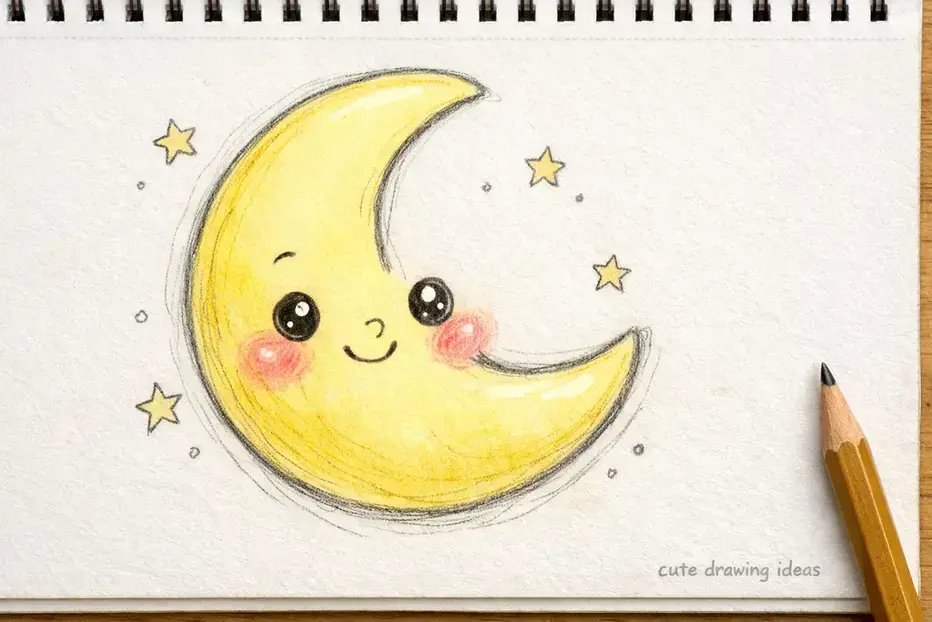 cute drawing ideas happy moon crescent doodle drawing