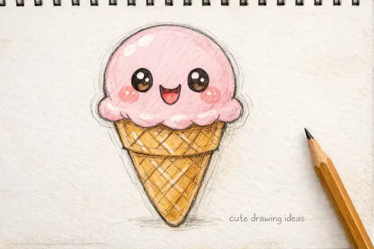 cute drawing ideas ice cream cone simple doodle drawing