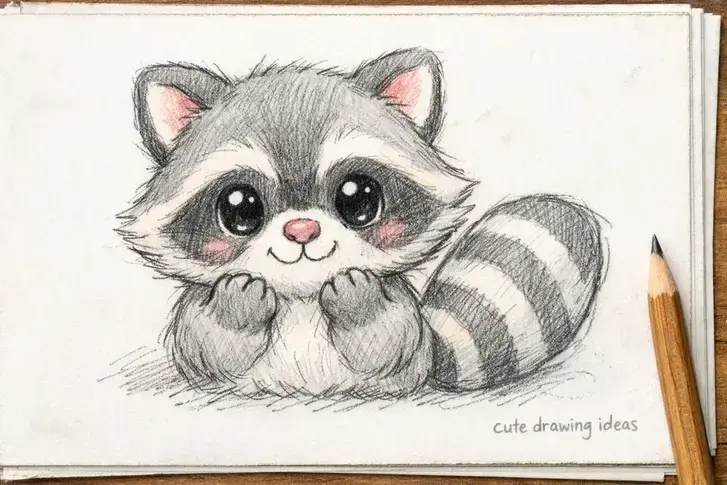 cute drawing ideas little raccoon beginner animal doodle