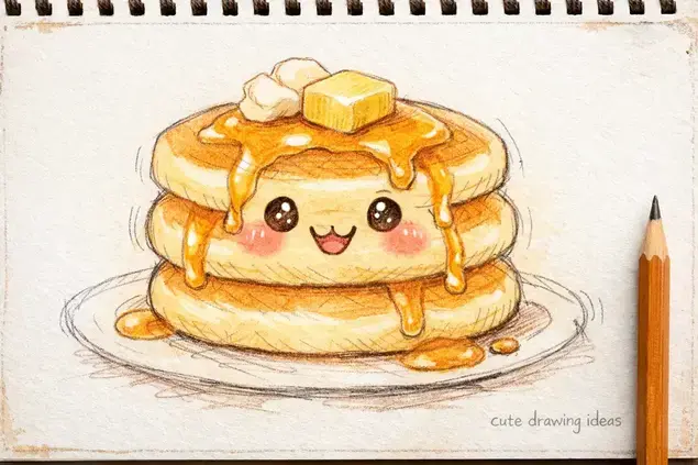 cute drawing ideas pancake stack easy food doodle drawing