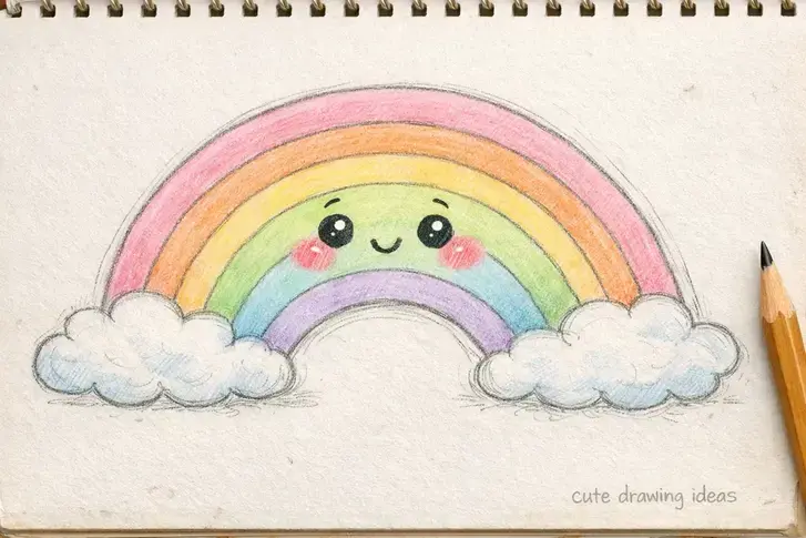 cute drawing ideas rainbow with face beginner doodle