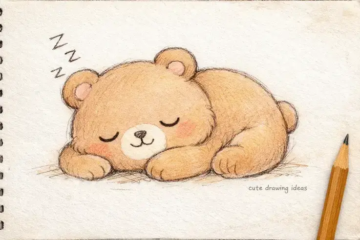 cute drawing ideas sleepy bear simple doodle drawing