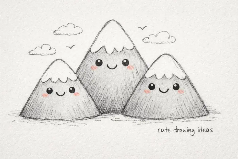 cute drawing ideas small mountain beginner nature doodle