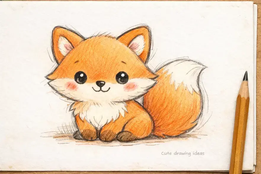 cute drawing ideas smiling fox beginner doodle drawing