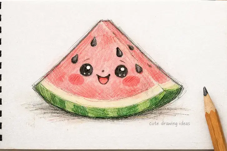 cute drawing ideas watermelon slice beginner doodle drawing