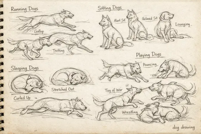 dog drawing practice sketches sketchbook