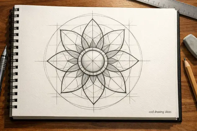 geometric flower drawing cool drawing ideas symmetrical flower sketch