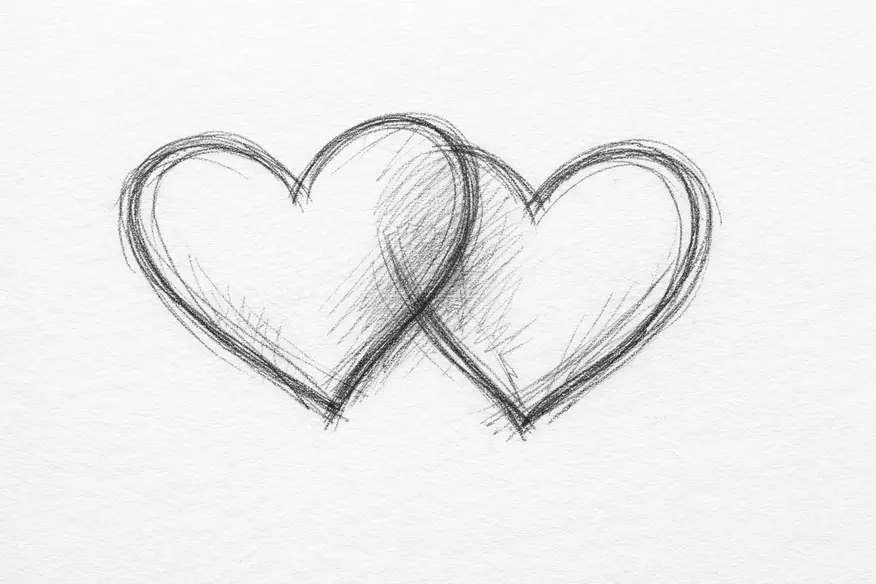 Double heart drawing

