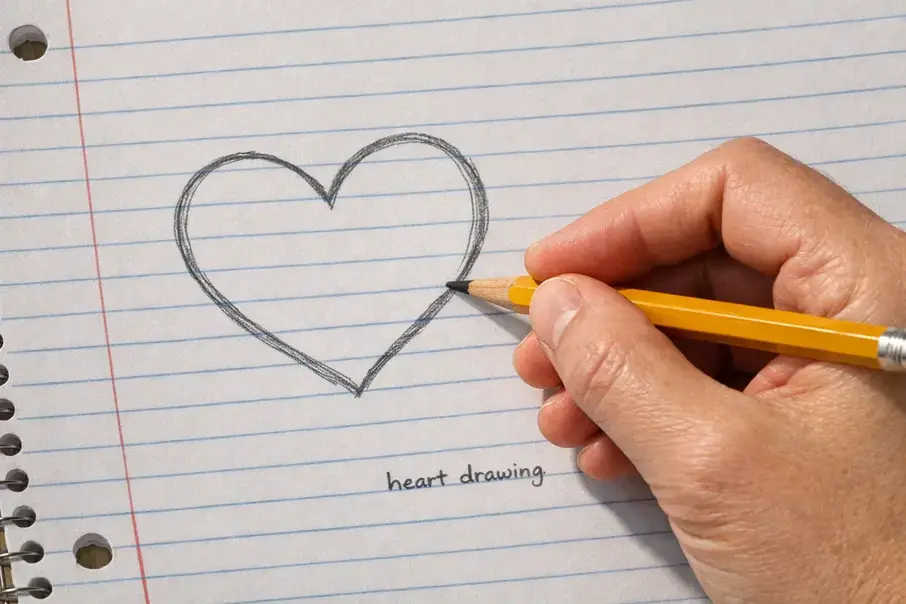 heart drawing simple beginner sketch on paper