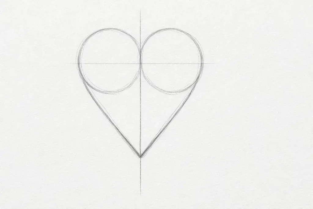 heart drawing symmetry guide line tutorial
