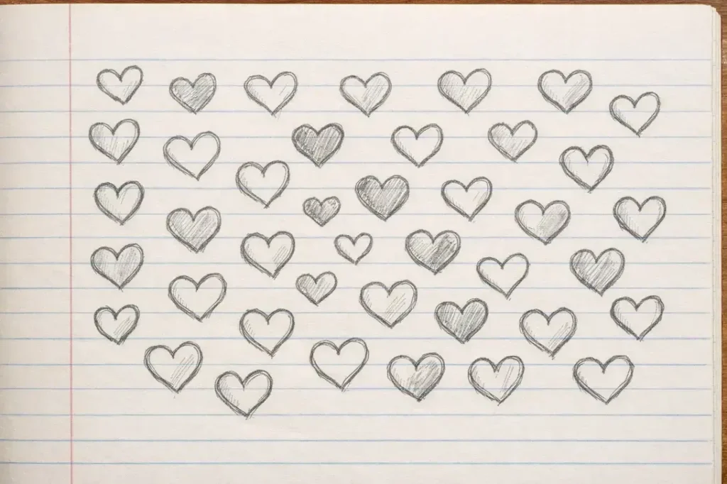beginner heart drawing practice sketch