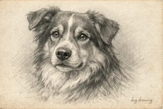 realistic dog portrait pencil sketch