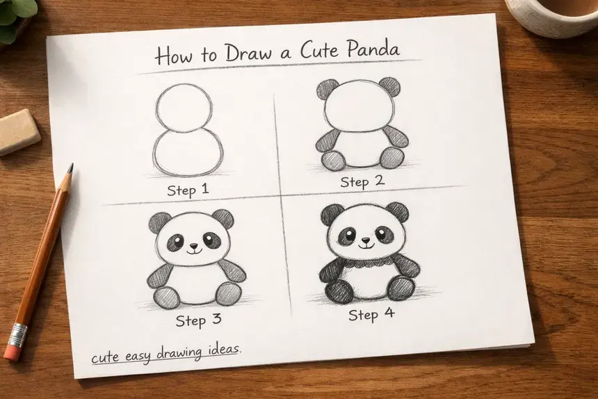 cute easy drawing ideas step by step panda