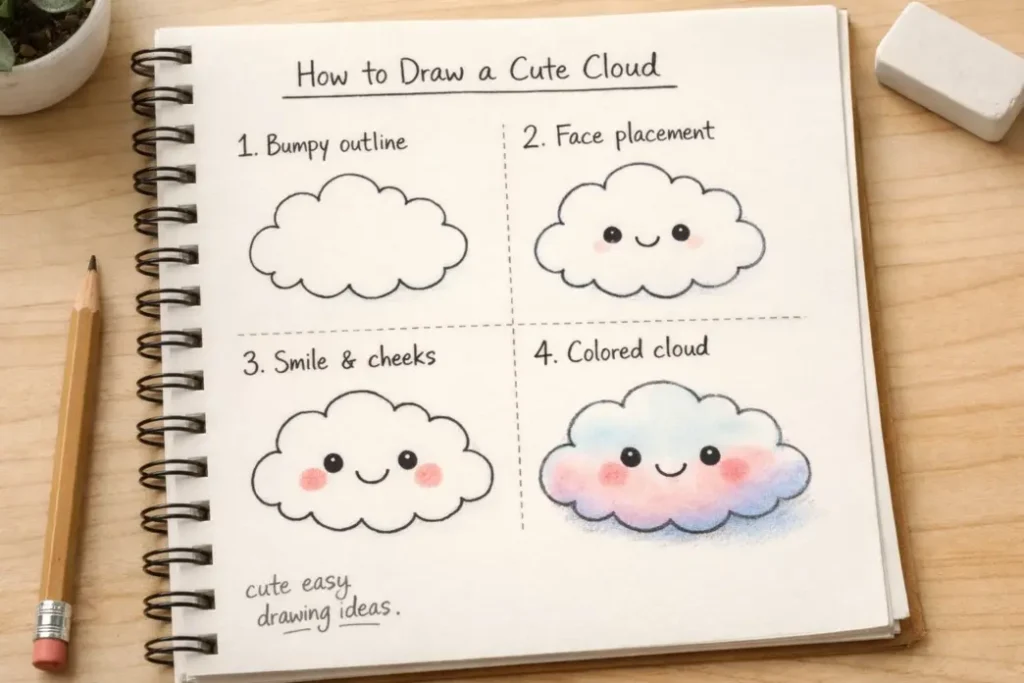 cute easy drawing ideas smiling cloud step by step