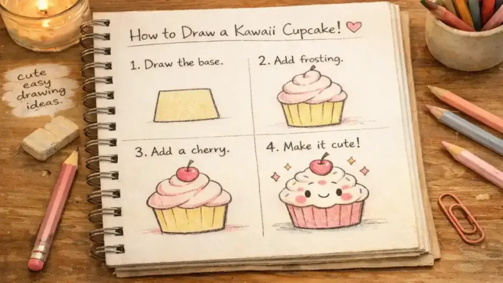 cute easy drawing ideas step by step cupcake doodle