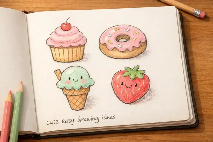 cute easy drawing ideas food doodles cupcake donut