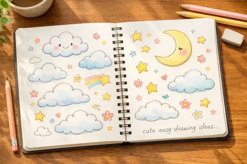 cute easy drawing ideas cloud star flower doodles