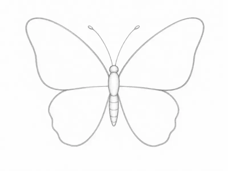 Adding delicate antennae to the butterfly sketch in the "Draw a Butterfly" lesson.