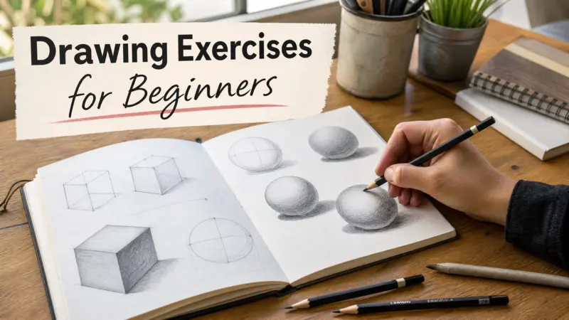 Drawing Exercises for Beginners sketching practice with shapes and shading exercises