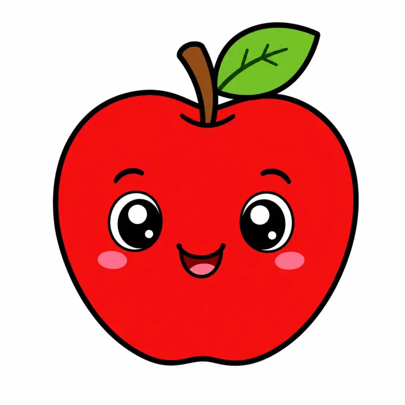 A simple and cute cartoon version of how to draw an apple for beginners.