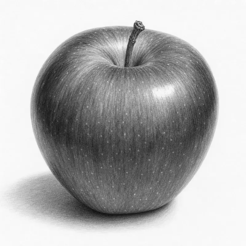 Adding realistic skin texture and fine details to complete the tutorial on how to draw an apple.