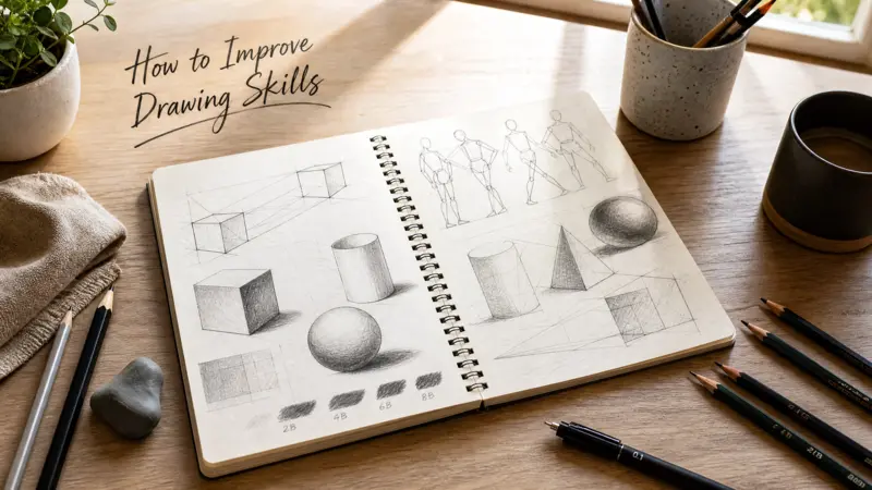 How to Improve Drawing Skills with sketchbook practice and drawing fundamentals