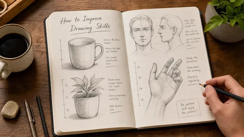 How to Improve Drawing Skills with observation drawing and sketching exercises