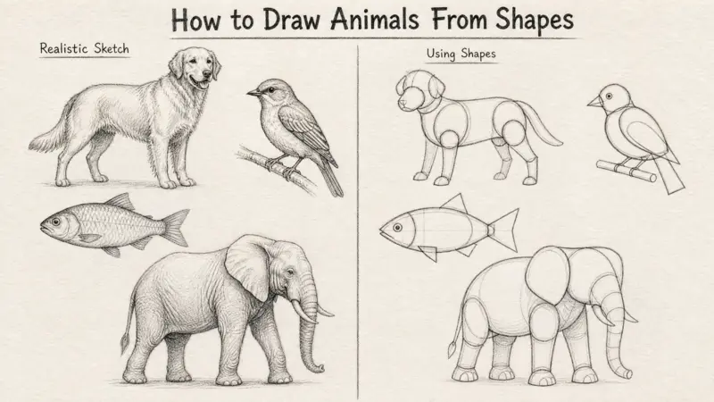 How to Draw Animals From Shapes by simplifying animal anatomy