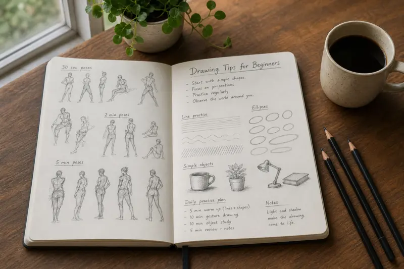 Drawing Tips for Beginners daily sketchbook exercises and gesture drawing