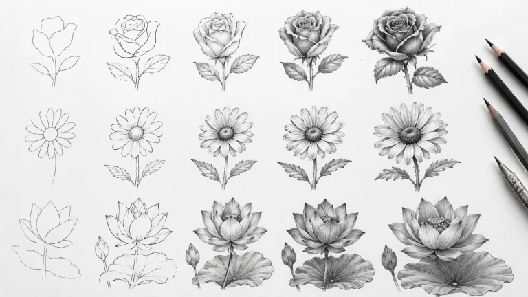 150 Flower Drawing Ideas — Easy, Cute, and Realistic Designs