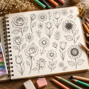 150 Flower Drawing Ideas — Easy, Cute, and Realistic Designs